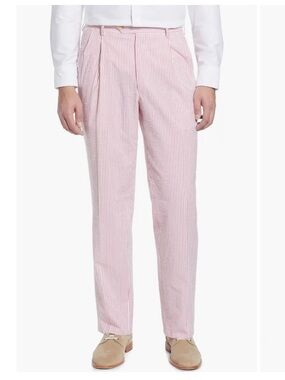 Berle Pleated Searsucker Cotton Dress Pants